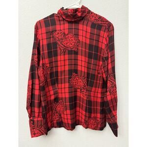 Vintage JH Collectibles Womens Red Plaid Shirt‎ Blouse Top Sz 10 Wool blend
